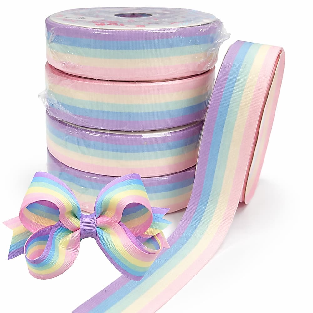 Fita Gorgurão 25mm Estampada Candy Color Laço Tiara
