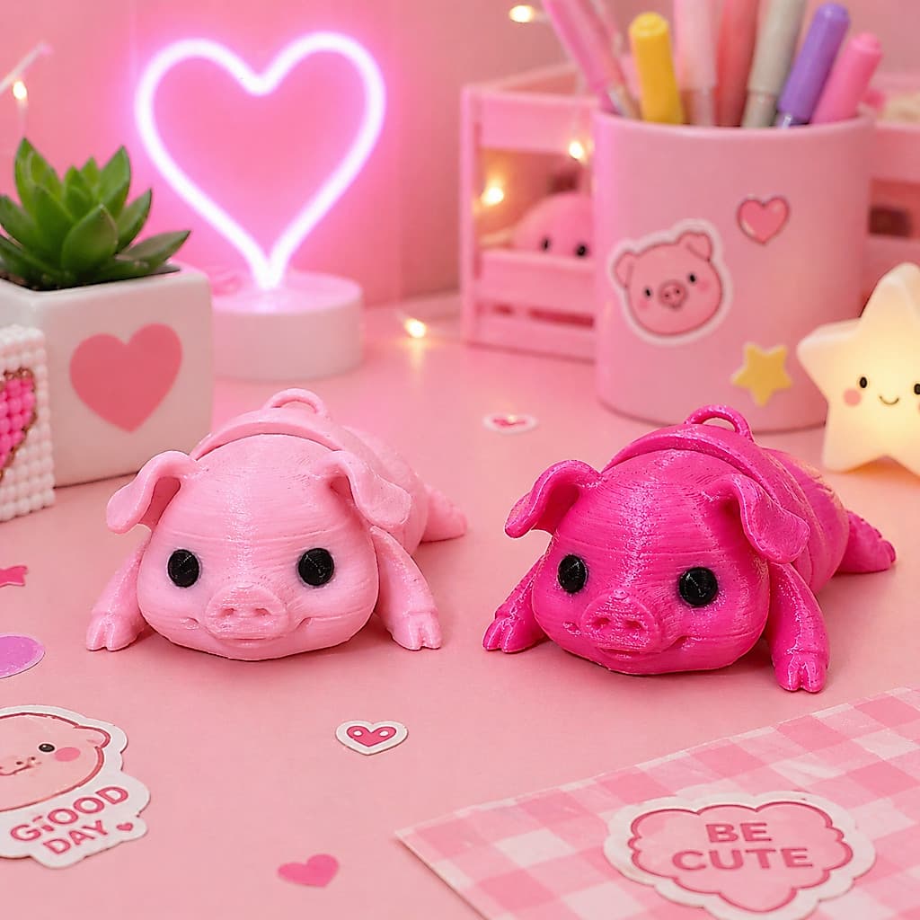 Chaveiro Porquinho Fofo Articulado 3D Kawaii | Mini Boneco Flexível Cute | Chaveiro Criativo Bolsa Mochila Escolar |