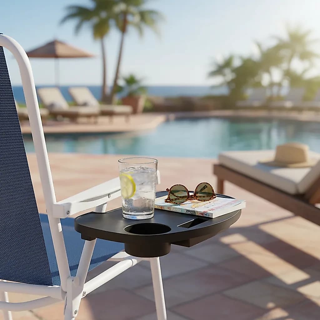 Mesa Portátil Para Cadeira De Praia com Porta Copo Acampamento Piscina Verão