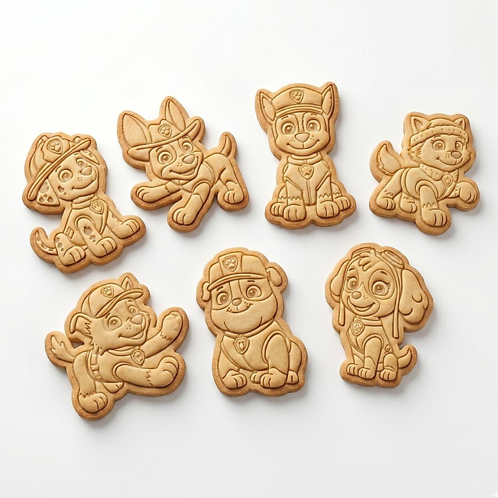 Kit com 7 Cortadores Patrulha Canina para Biscoito, Pasta Americana e Biscuit