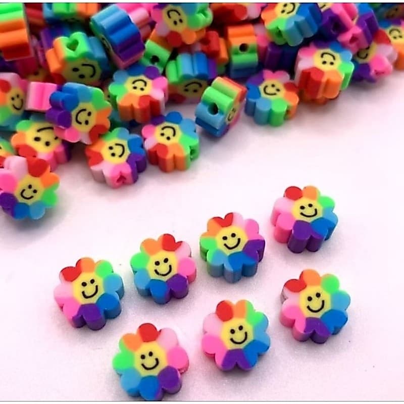 30 Pçs Miçanga Infantil Flor Arco-íris Artesanato Pulseira Colar Bijuteria