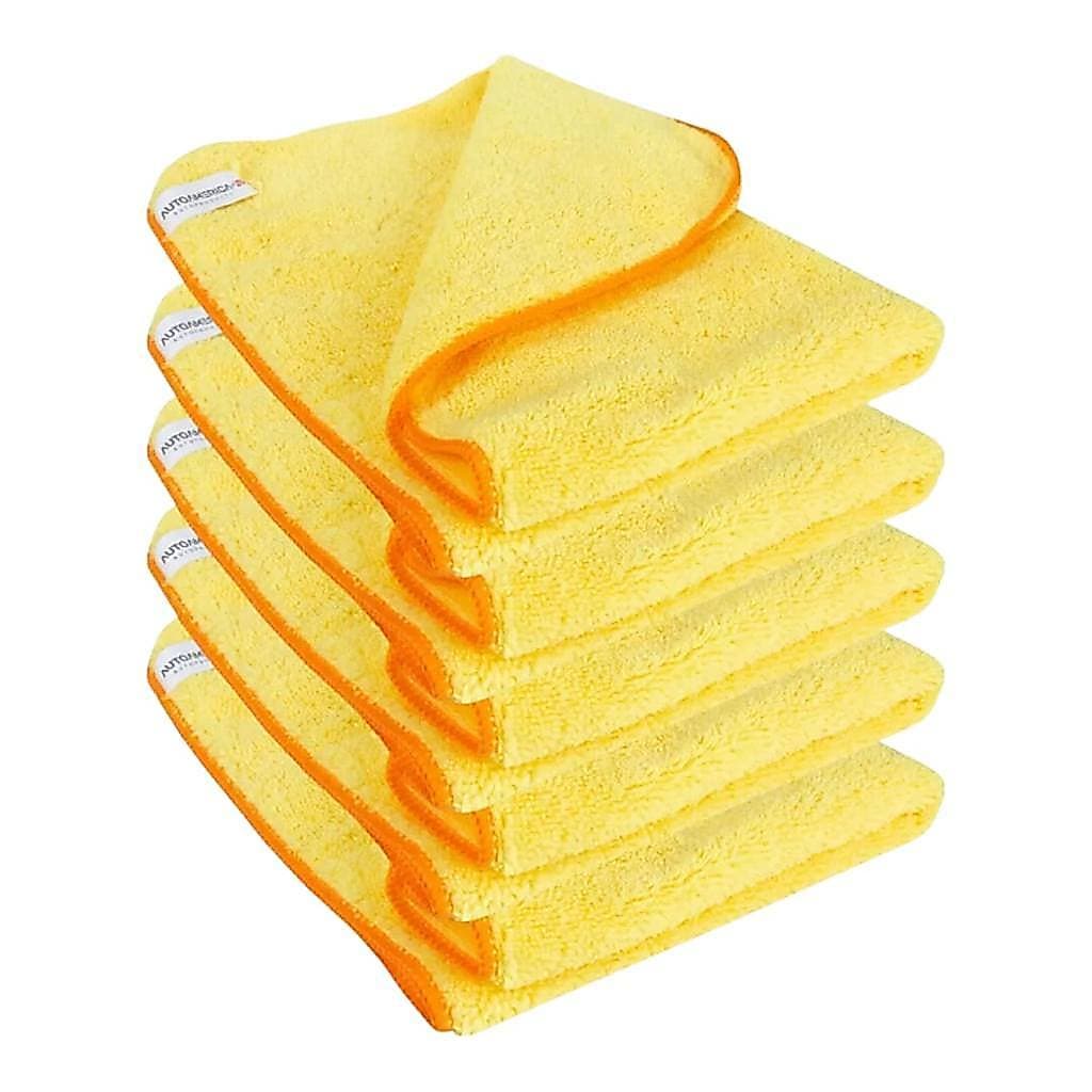 Kit 5 Panos De Microfibra Para Limpeza Autoamerica 40x60 - Flanela Amarelo Polimento Cera Limpeza Automotiva