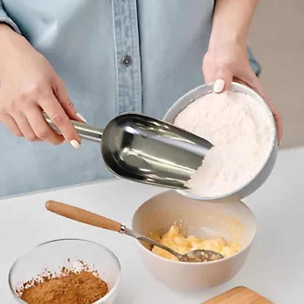 Concha Pegador Multiuso Inox Cereais Gelo Grande Grãos Ração Cor Cinza