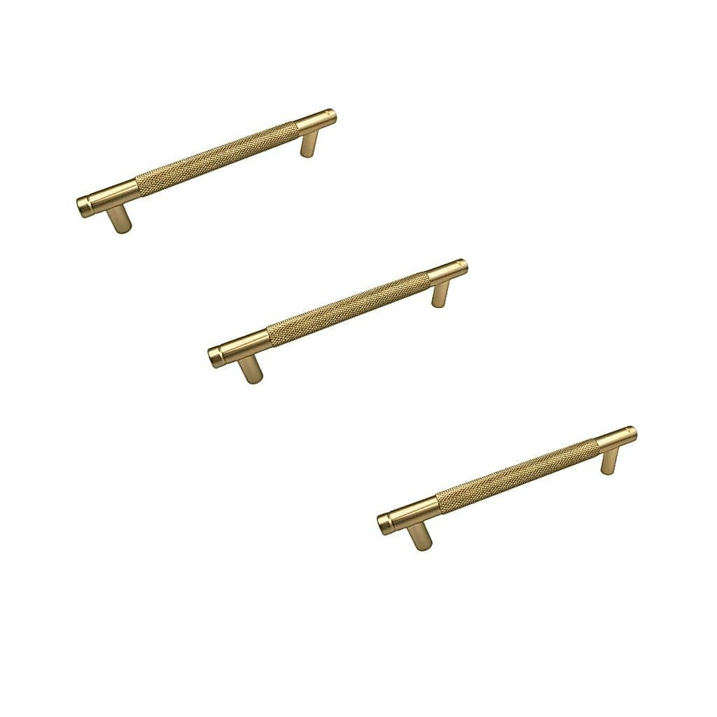 KIT 3 PUXADOR MOVEIS ZIGRINATO IL1580 128MM DOURADO FOSCO