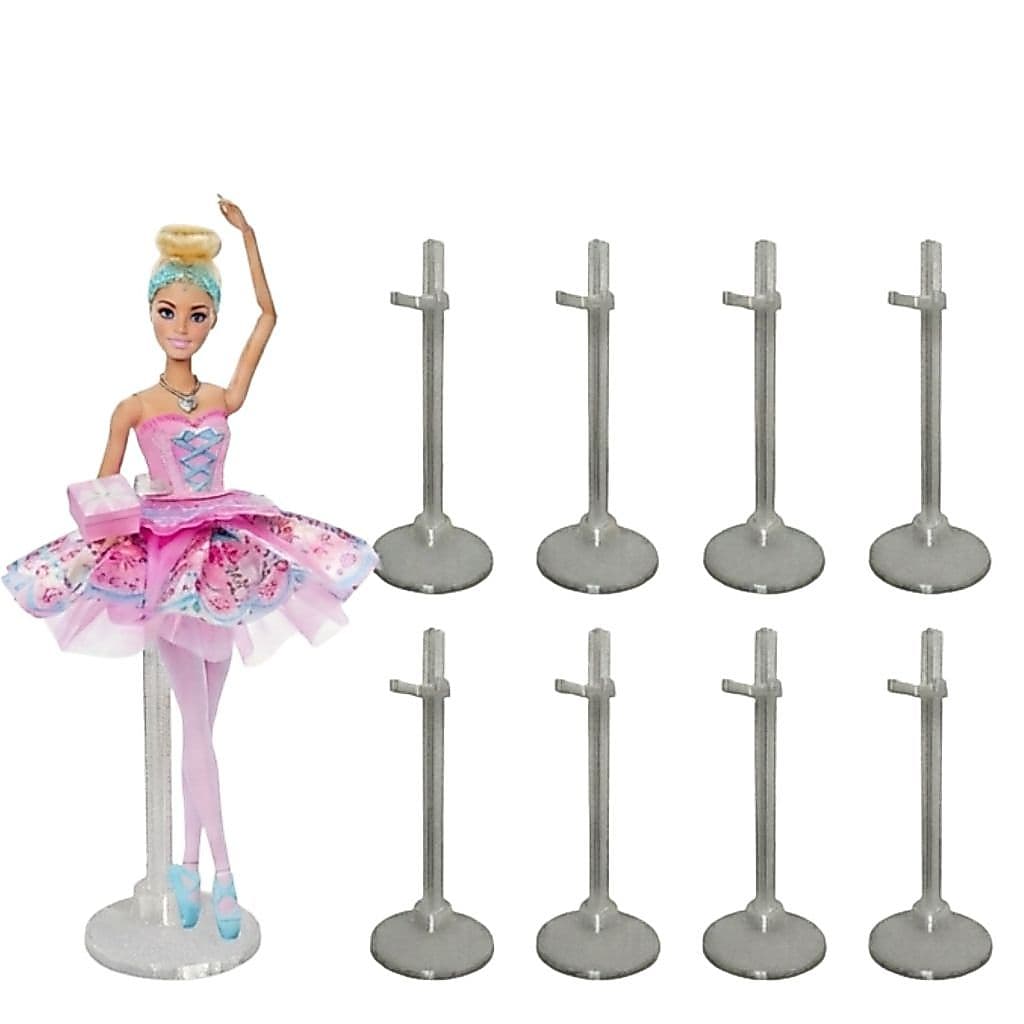Kit Suportes para Bonecas Transparente Ajustável Expositor Pedestal Suporte Boneca e Bonecos