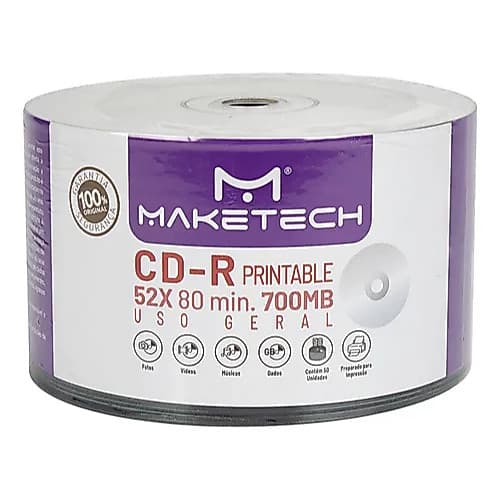 50 Unidades Cd Virgem Maketech 700mb 80min Imprimível Printable