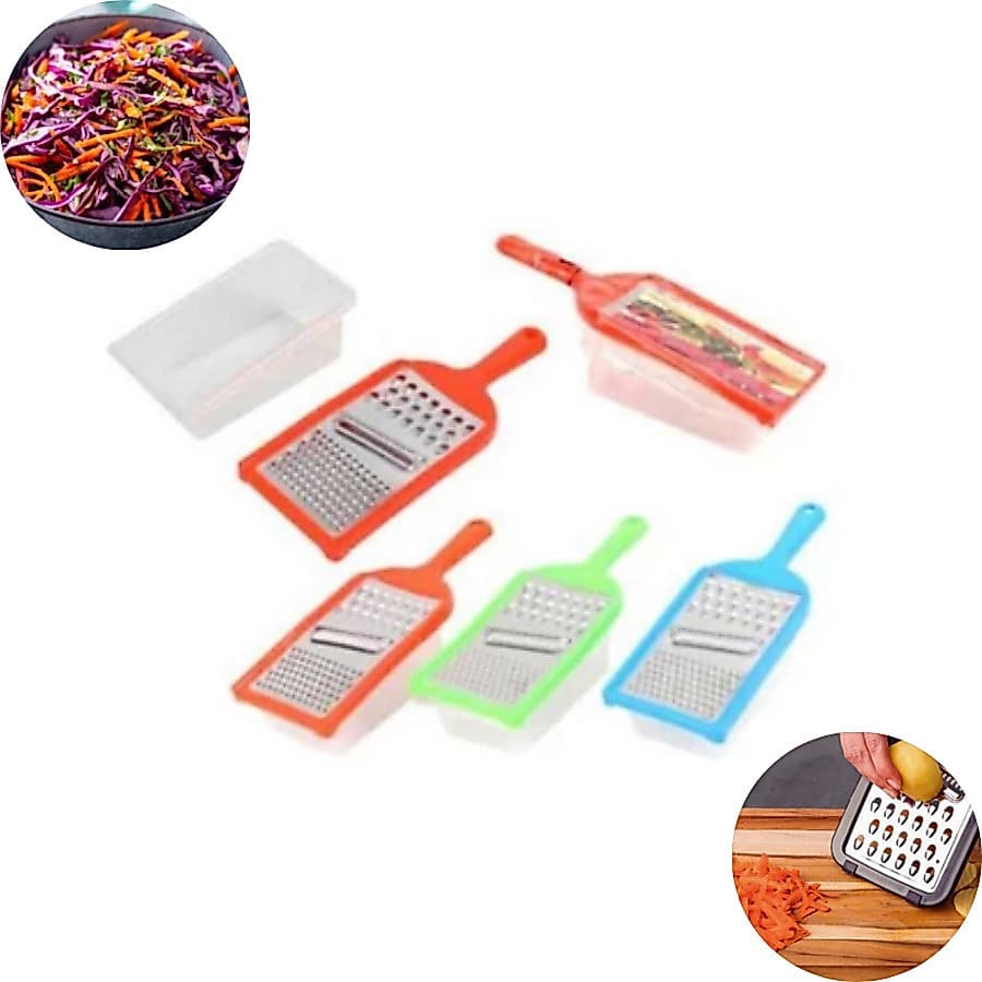 Ralador Inox 3 em 1 com pote Descascador Cortador Fatiador de Legumes e Vegetais