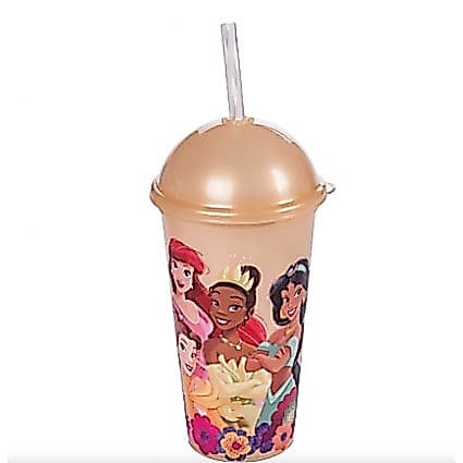 Copo Shake de Plástico com Tampa e Canudo Princesas 500ml