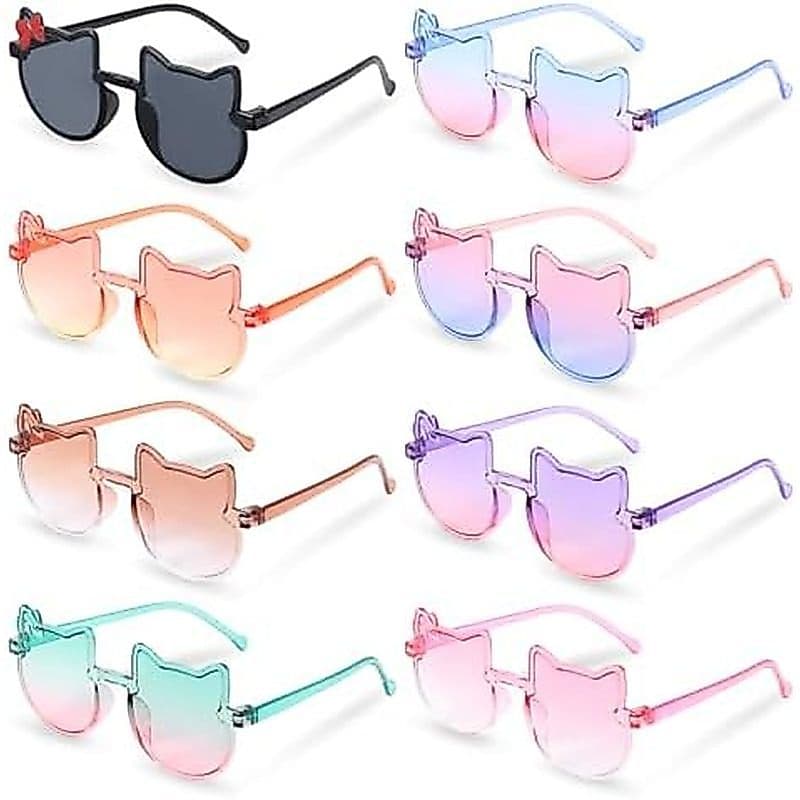 8 Pares De Óculos De Sol Infantis Kitty Em Formato De Gato Com Armação De Arco | Cor Gradiente Para Meninas Fofas Idades