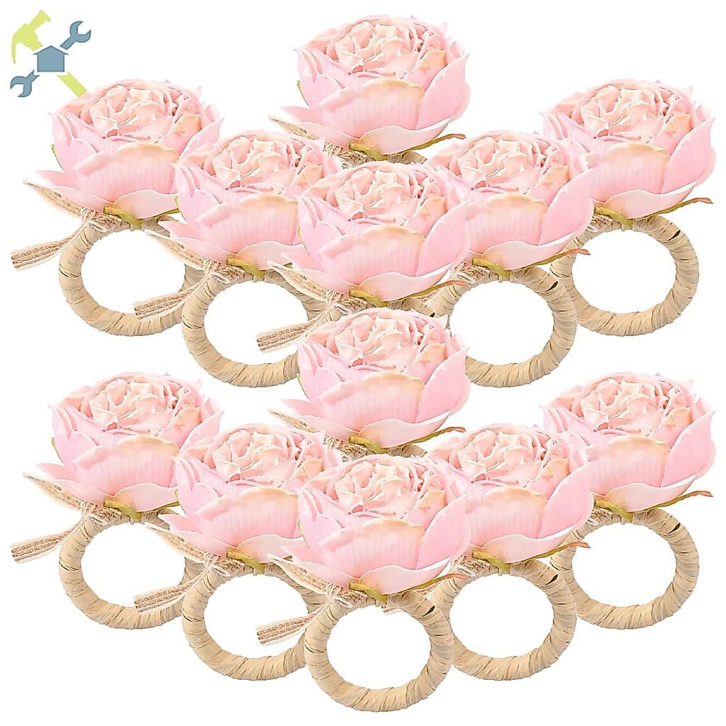 12 Pçs Estilo Rosa Porta-Guardanapos Anéis De Cor Brilhante Conjunto De Guardanapo Para Banquete De Casamento Festa De A