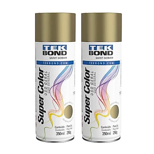 kit 2 Tinta Spray Dourado Super Color Uso Geral 350ml/250g Tek Bond