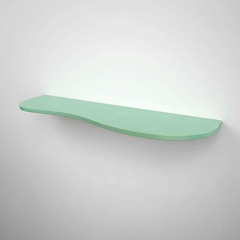 Prateleira Orgânica De Parede MDF Laqueado Verde 20x100cm Suporte Oculto