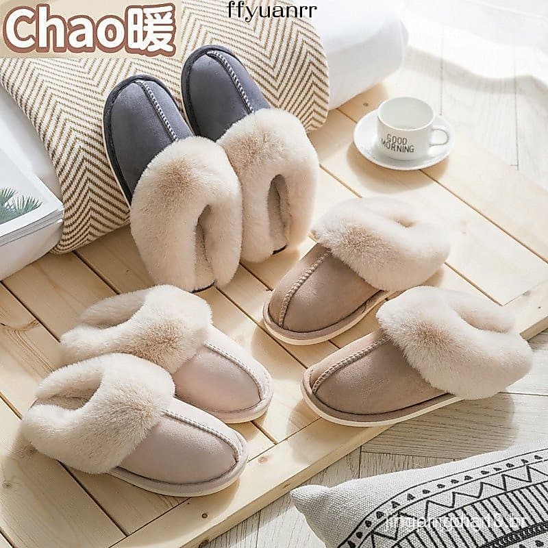 Chinelos Antiderrapantes De Algodão De Pelúcia Para Outono E Inverno . HMEH