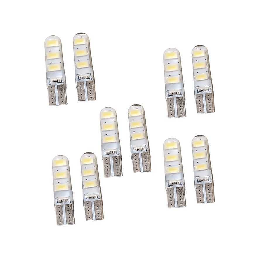 Par Lampada Led Pingo Silicone T10  - 6 Leds Super Branco ou Azul