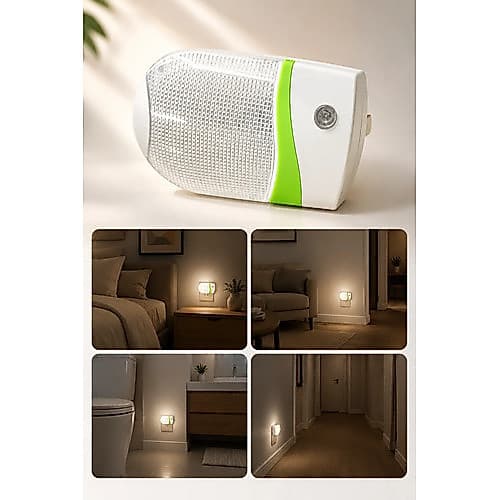 Luminária LED de Tomada com Sensor Noturno Automático Bivolt Luz Branca para Quarto Corredor Banheiro Escada 1W Compacta