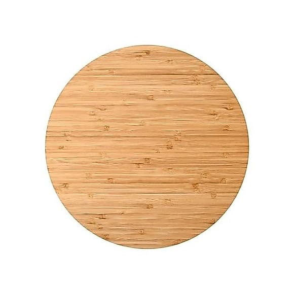 Tábua Redonda Giratória de Bambu para Servir Petiscos Bolo Aperitivos Queijos Frios 39,5cm Jolitex MEK Natural