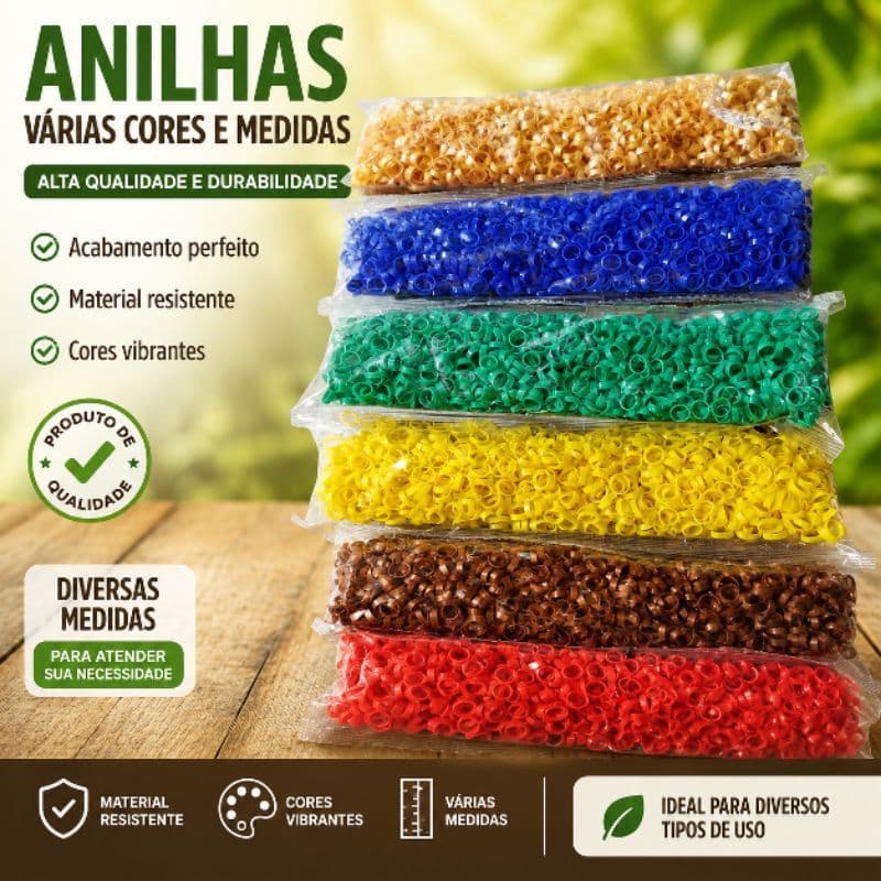 Anilhas várias cores pacote com mil unidades, escolha a cor no ato da sua compra