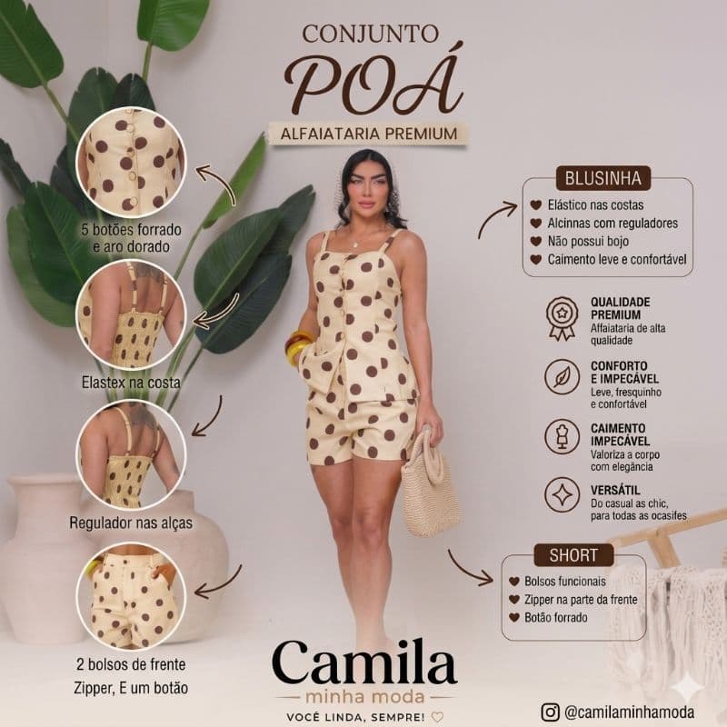 Conjunto  femeninos de Poá TAMARA que CAIA e SHORT Sensorial Mahant