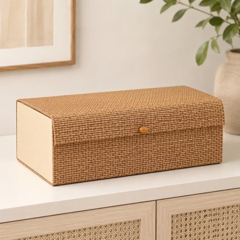 Porta Objetos Caixa Organizadora 27x16,5cm Bambu Retangular Decoracao Organizacao
