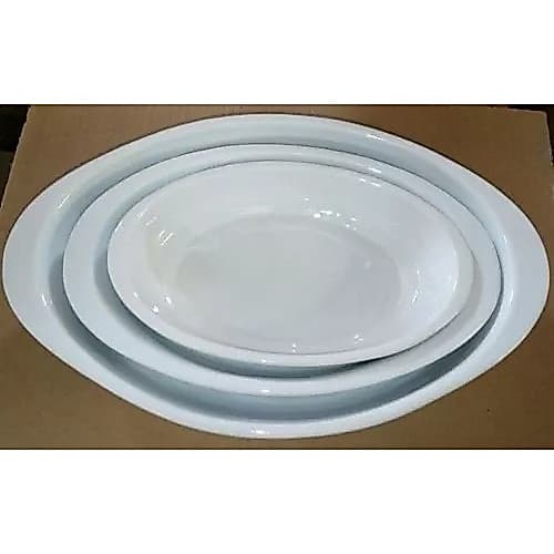 Trio De Travessa Oval De Porcelana Branca Primeira Linha.
