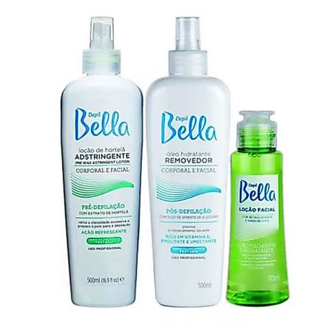 Kit Pré E Pós Depilação 500ml + Loção Facial 100ML Depil Bella Produto Profissional.