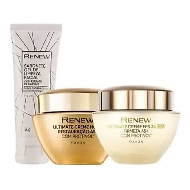 Kit Renew Ultimate Creme Dia + Noite + Gel De Limpeza 30g Avon
