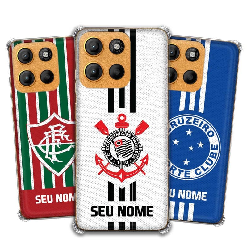 Capa Capinha - Motorola Moto G15 - Futebol Times do Brasil Personalizada com nome