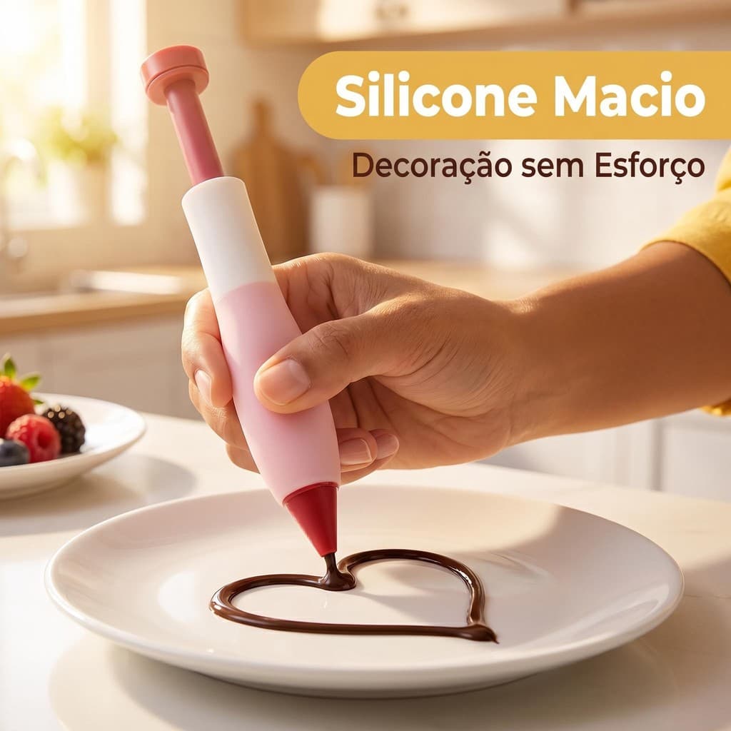 Caneta de Silicone para Chantilly Reutilizável Acessório de Decoração de Bolos e Doces