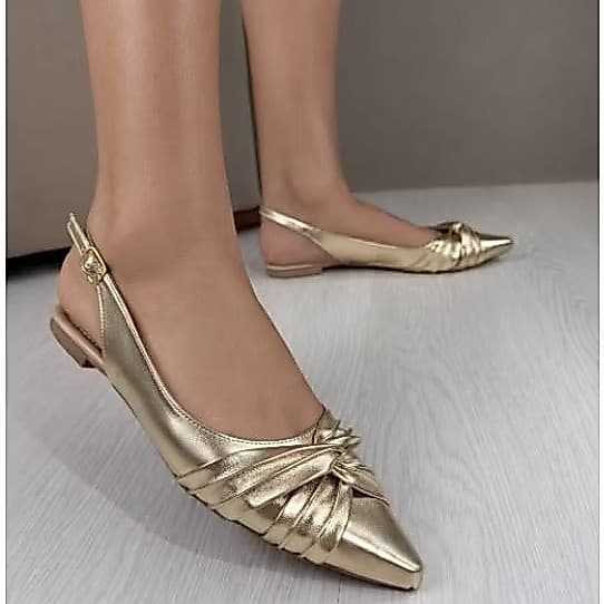 Sapatilha Slingback Feminina Bico Fino Elegante Confort Sapato Aberto Feminino Luxo Lançamento.