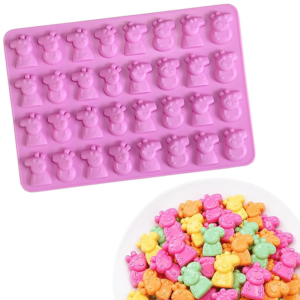 Molde de Silicone Mini Peppa Pig 32 Cavidades Goma Doce Forma Bala Fini Gelatina