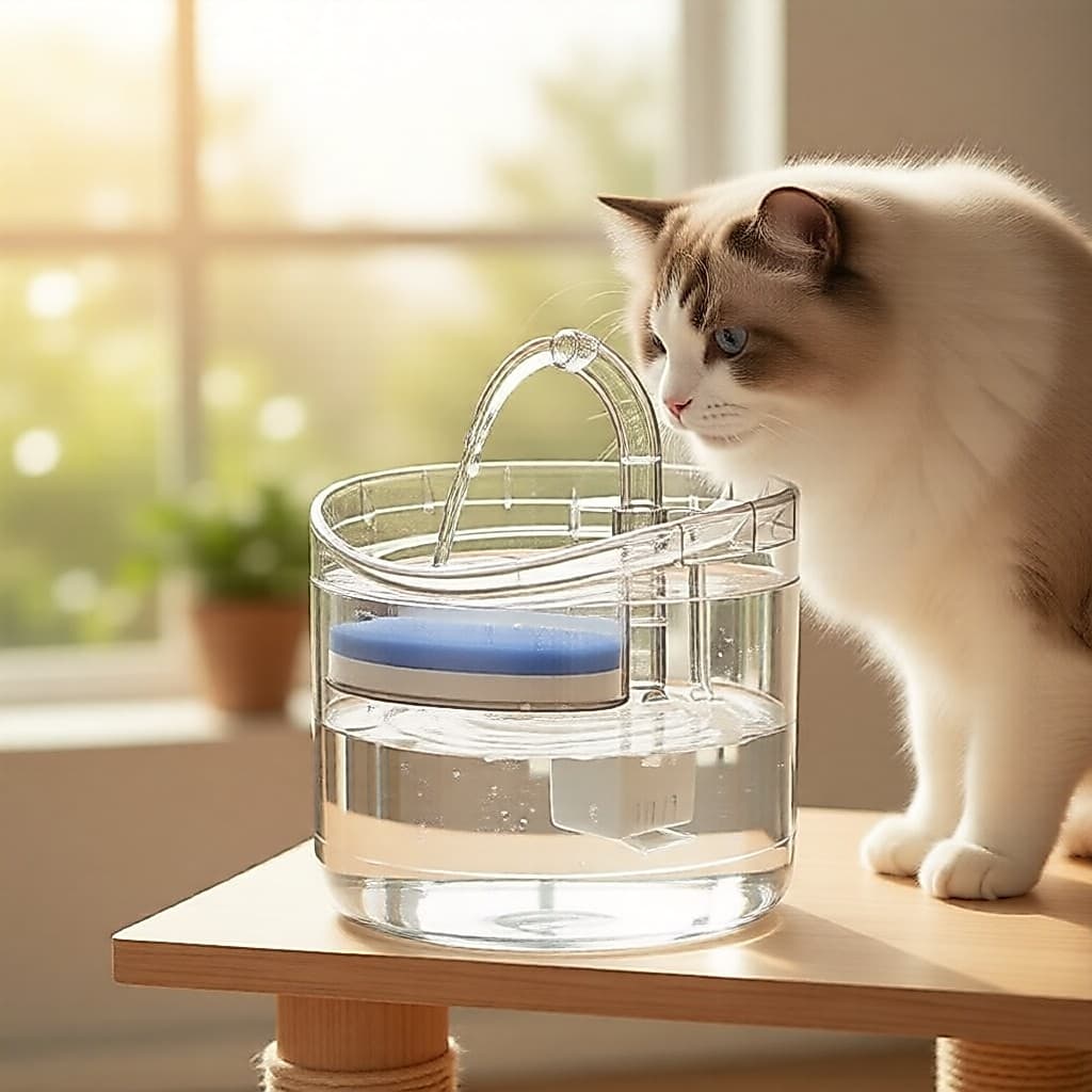 Fonte de água para gatos e gatinhos 2L, bebedouro automático silencioso com filtro, bica elevada para animais de