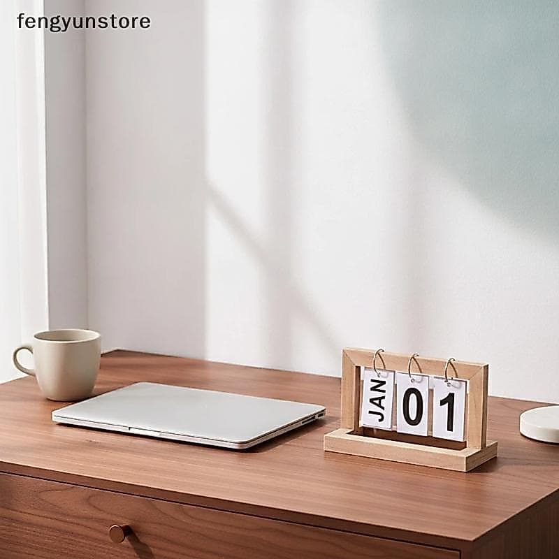 Calendário Perpétuo De Madeira Natural Ecológico , Design Simples , Decoração De Mesa Para Dormitório Doméstico , Estudo