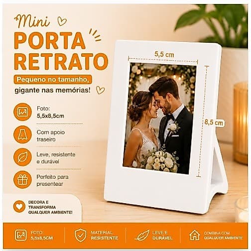 Mini Porta Retrato Polaroid Mesa Decoração Lembrancinha Casamento Chá Revelação Preto Branco