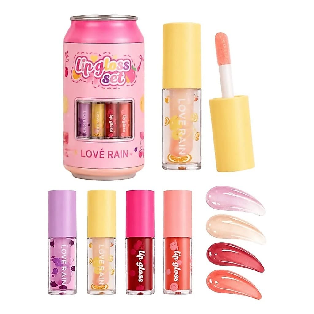 Kit Lip Gloss Set Latinha Fofa Decorativa C/4 Love Rain