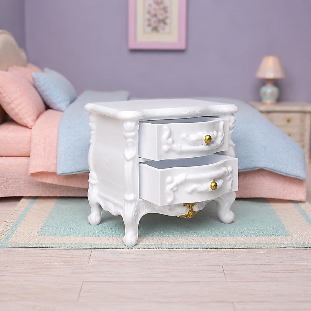 Cômoda Criado Mudo Para Bonecas Barbie Miniatura 1:6 Gavetas que abrem, acabamento pintados à mão.