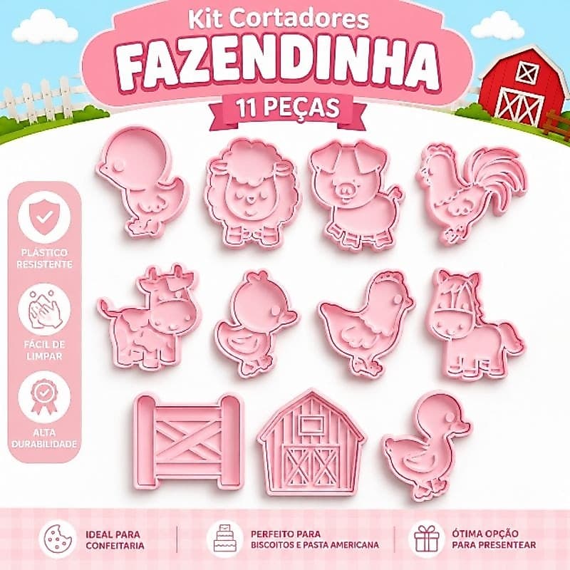 11 Cortadores Fazendinha para Biscoitos e Massinha | Impressão 3D