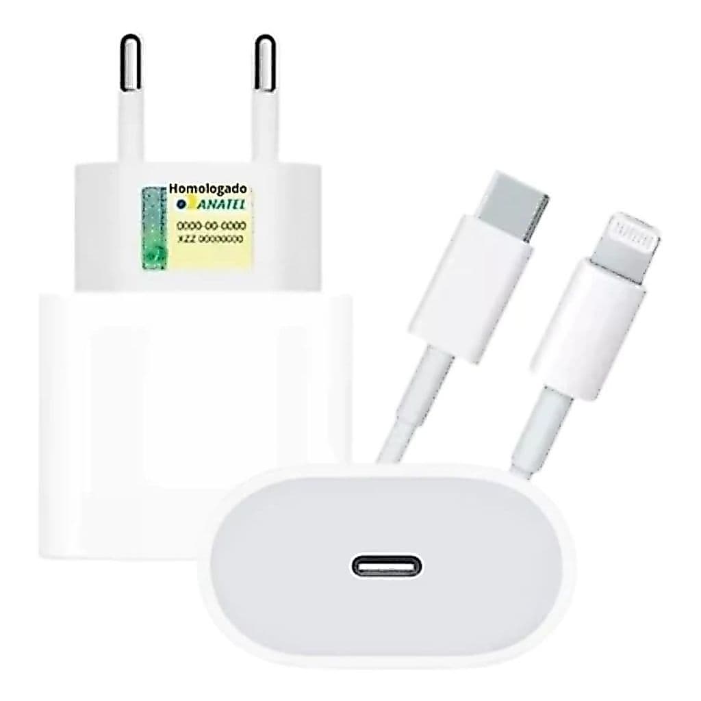 Carregador Turbo 20w Compatível iPhone + Cabo Lightning