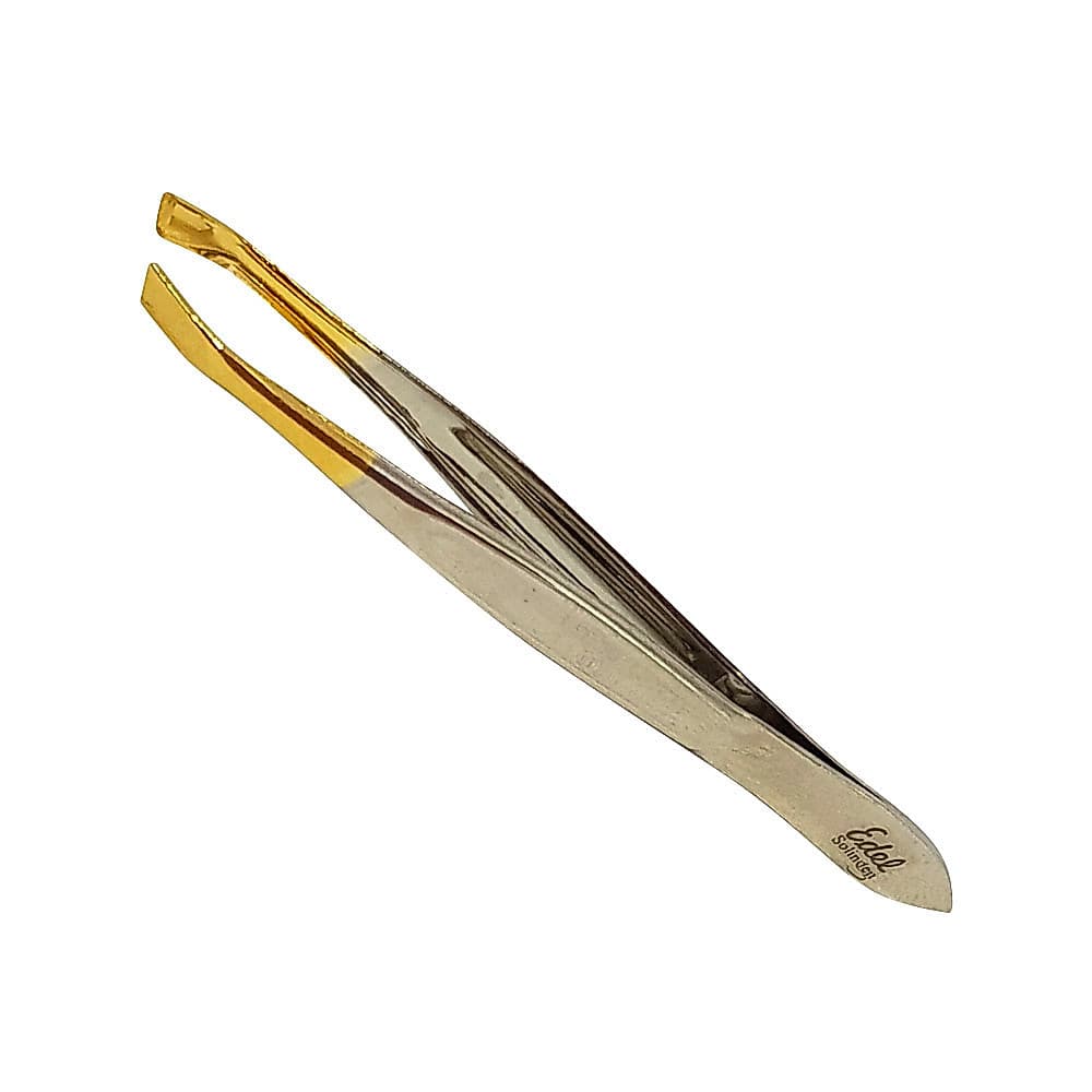 Pinça de Sobrancelha Solingen Ponta de Ouro Obliqua 2311-303 Profissional
