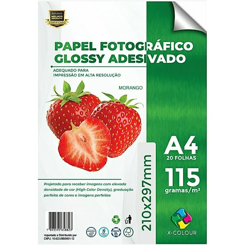 100 Folhas Papel Fotográfico Adesivo 115gr A4  X-COLOUR