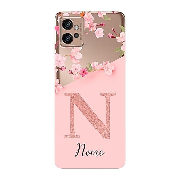 Capinha para Moto G32 Anti Impacto Personalizada - Delicate Flowers Rosa com nome e inicial
