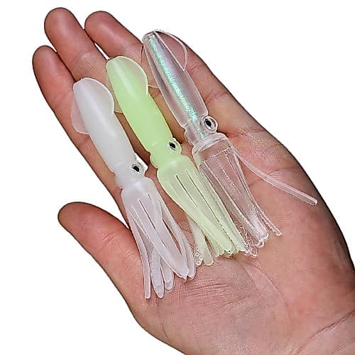 ISCA ARTIFICIAL LULA EM SILICONE 10CM BRILHA NO ESCURO PARA PESCA - 01 UNIDADE