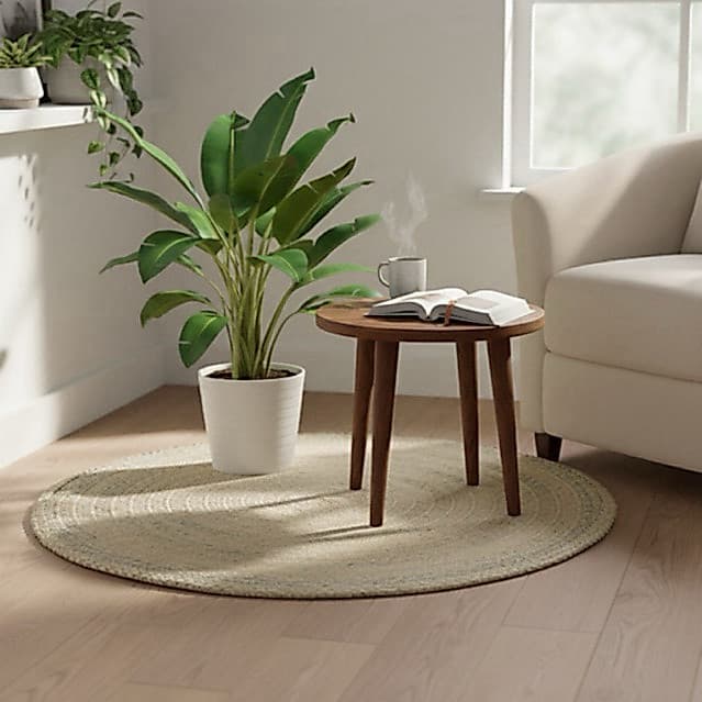 Tapete Redondo Liso em Palha Carnaúba 80cm Artesanato Natural para Decoração