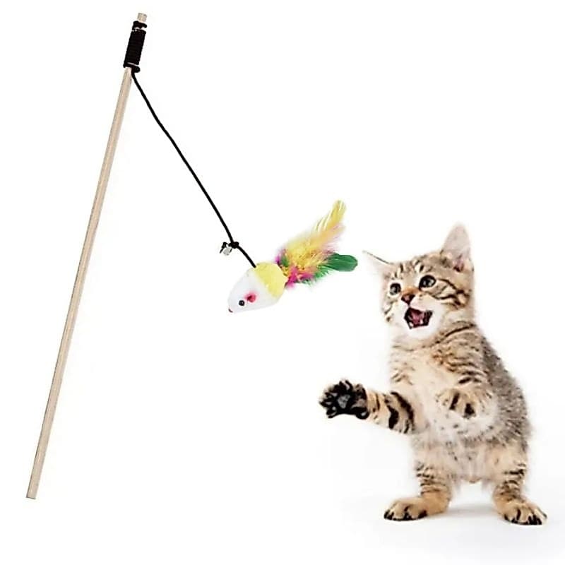 Varinha, bastão com Rato divertido para gato. Brinquedo de gato vara c/ Ratinho