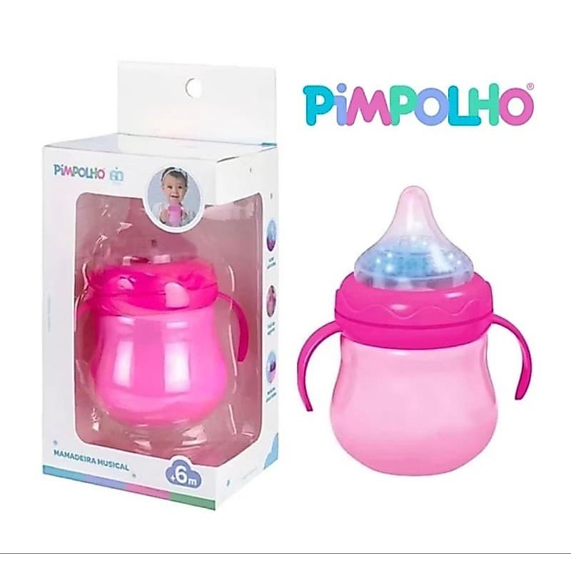 Brinquedo Mamadeira Musical e Luzes Com Alça Menino Menina - Pimpolho
