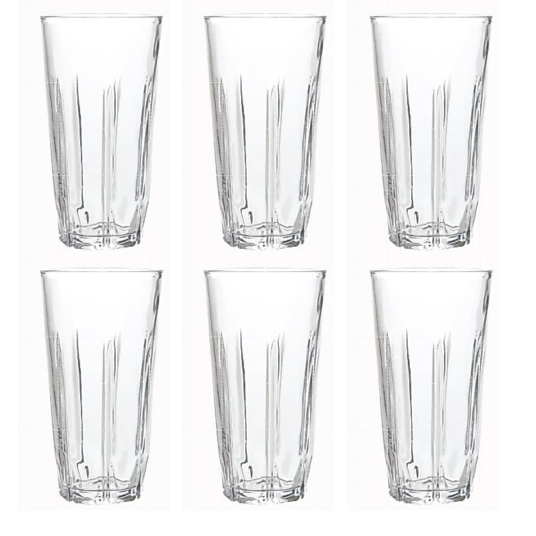 Kit 6 Copos de Vidro 270mL Alto Lapidados Luxo