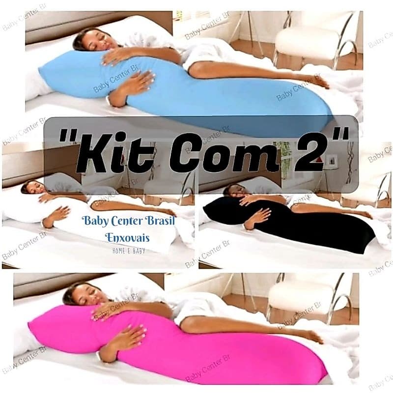 kit 2 Travesseiros de corpo xuxão 1.40x45cm + 2 Fronhas com zíper Oferta Casa e Conforto Decoração Lar