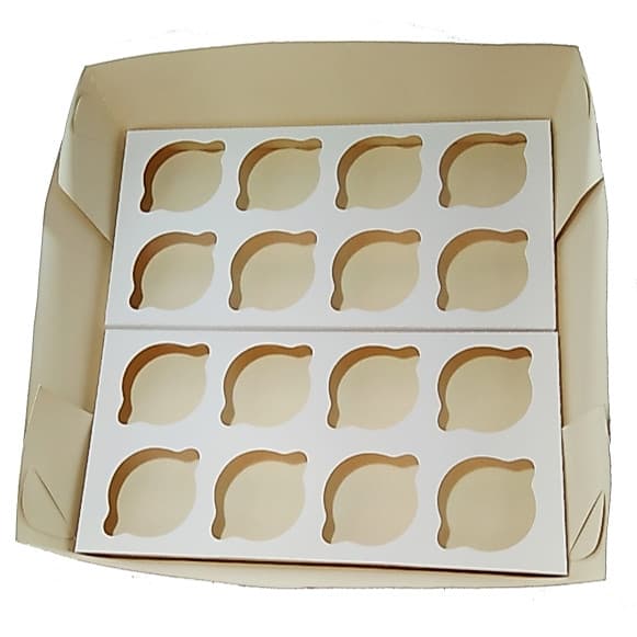 Caixa para Transporte 16 Cupcake Padrão 35x35x10 BRANCO Embalagem
