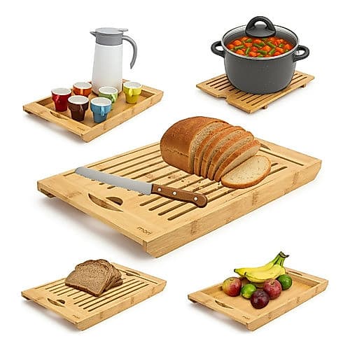 Tabua Cortar Pão Migalheira Bambu Corte Pães Bandeja Madeira