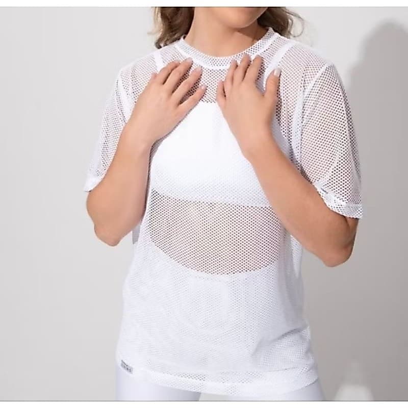 Blusa Feminina de Tela Arrastão trasparente Academia Trainings