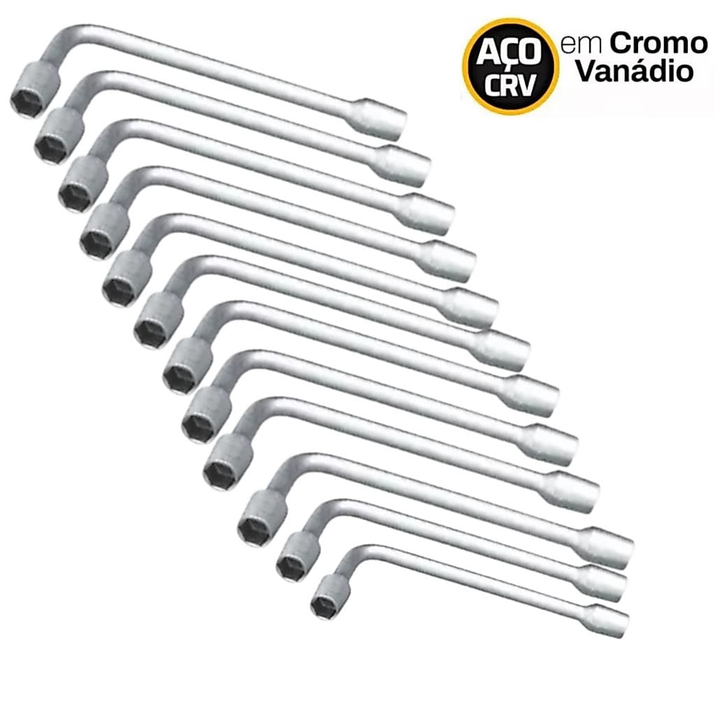 1 Chave Biela Longa Galvanizada Sextavado Tipo L Longa Reforçada - Medias 8mm a 24mm - Escolha sua Medida